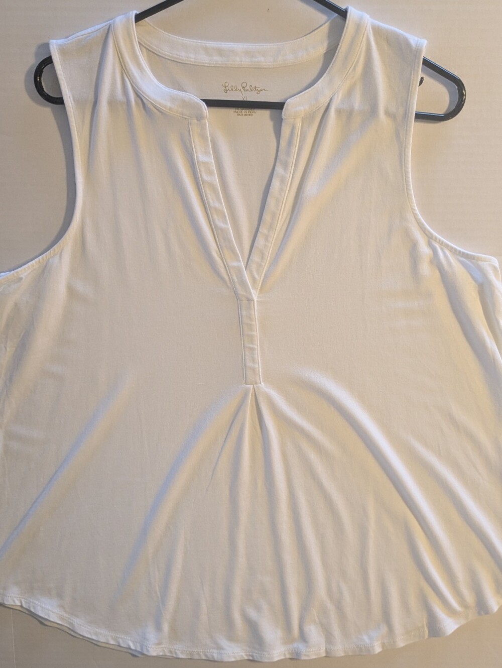 Lilly Pulitzer Women's White Sleeveless V-Neck Tunic Tank- XL (NWOT)